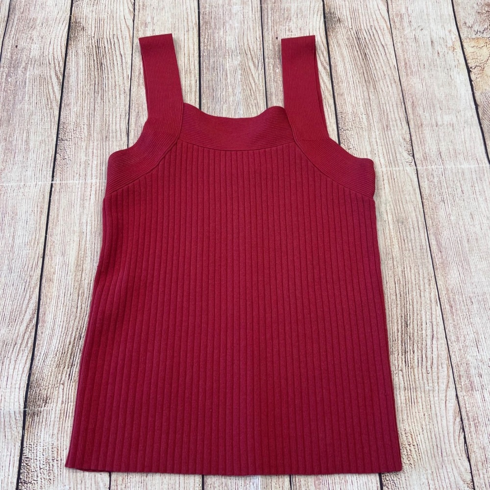 Ann Taylor Petite XXSP Ribbed Knit Tank Top Square Neck Sleeveless Shell